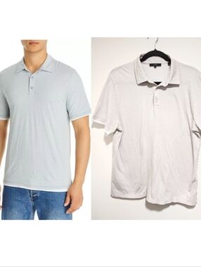 Vince | Striped Pima Cotton Double Layer Polo In Beige